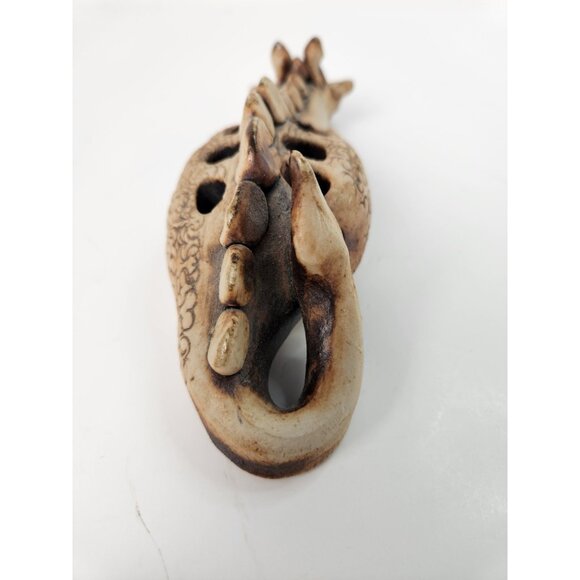 Vintage Ceramic Dragon Pen Holder Brown Heavy - Picture 5 of 9